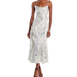 Cinq à Sept Script Print Mon Amour Milana Silk Slip Midi Dress